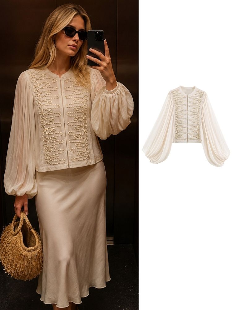 Embroidery Blouse - HH Women Spring Summer Chiffon Cropped