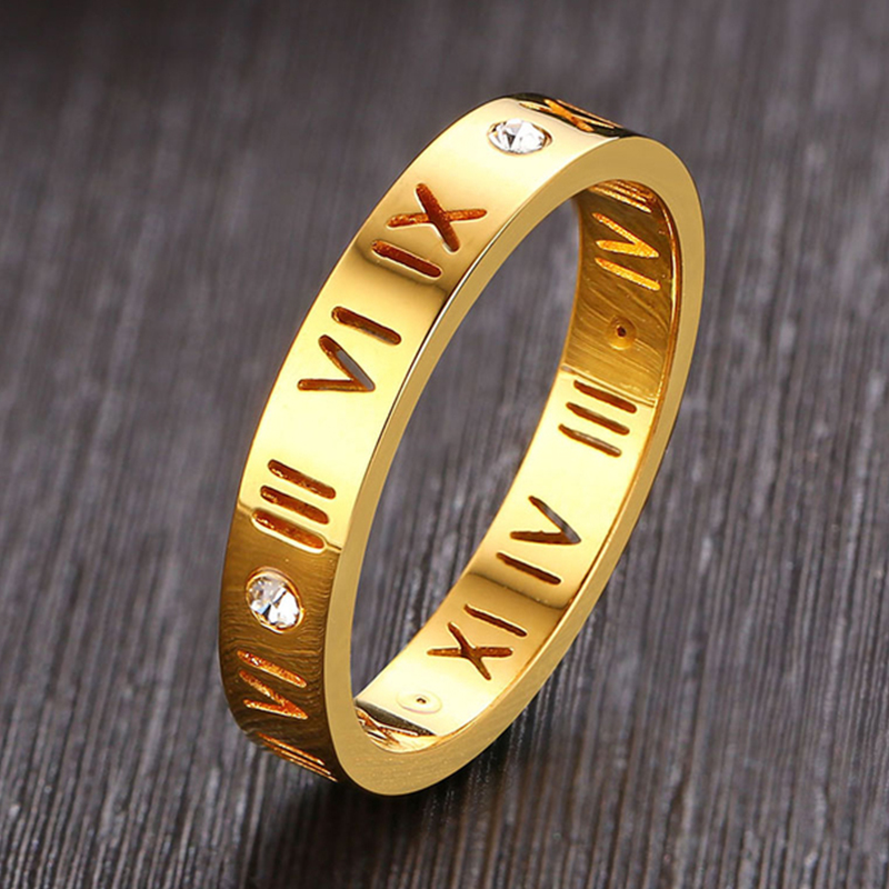 Embroidery Charm - Hollow Roman Numeral Ring Stainless Steel
