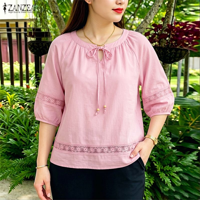 ZANZEA Women's Floral Embroide - Embroidery Jersey ulasan dan harga