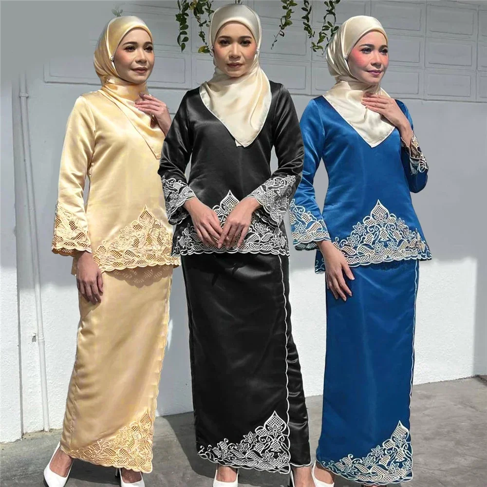 Fashion Women Two Pieces Abaya - Embroidery Baju ulasan dan harga