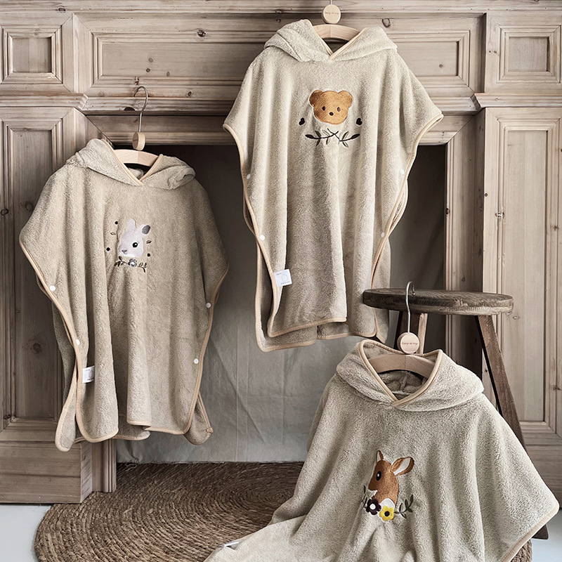 Children's Coral Fleece Cloaks - Embroidery Towel ulasan dan harga