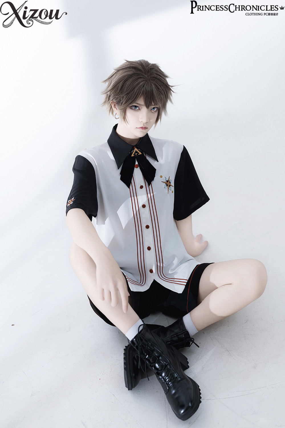 Punk Style Summer Tops Retro C - Embroidery Men Shirt ulasan dan harga