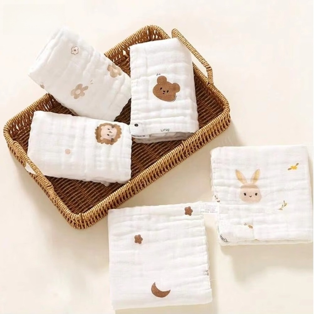 2PCS 6 Layer Cotton Baby Saliv - Embroidery Towel ulasan dan harga