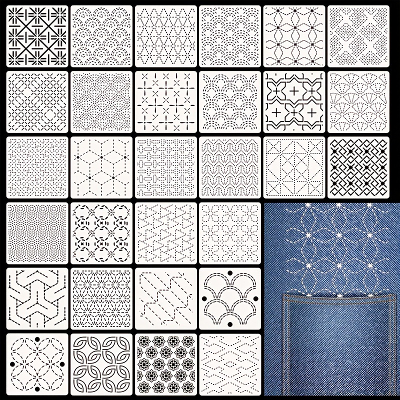30Pcs Embroidery Templates DIY - Embroidery Quilting ulasan dan harga