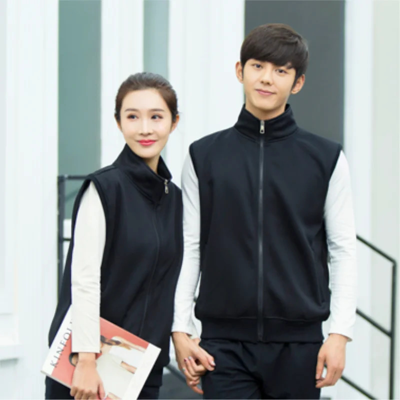 Monochrome Velvet Warm Vest, C - Embroidery Design Logo ulasan dan harga