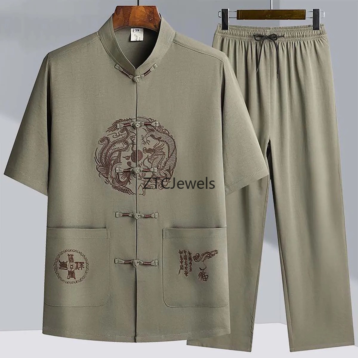 Traditional Chinese Kung Fu Su - Embroidery Men Shirt ulasan dan harga