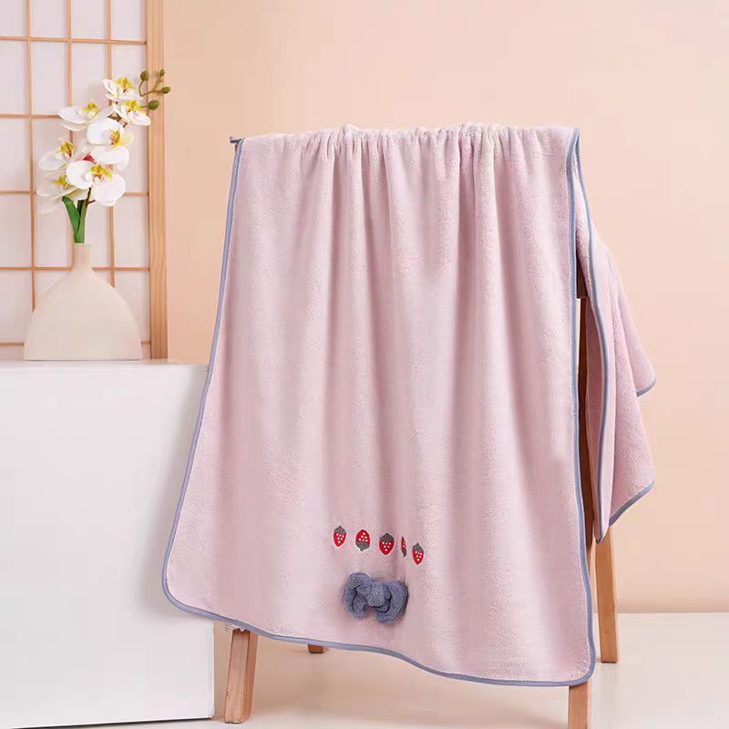 310g New coral fleece strawber - Embroidery Towel ulasan dan harga