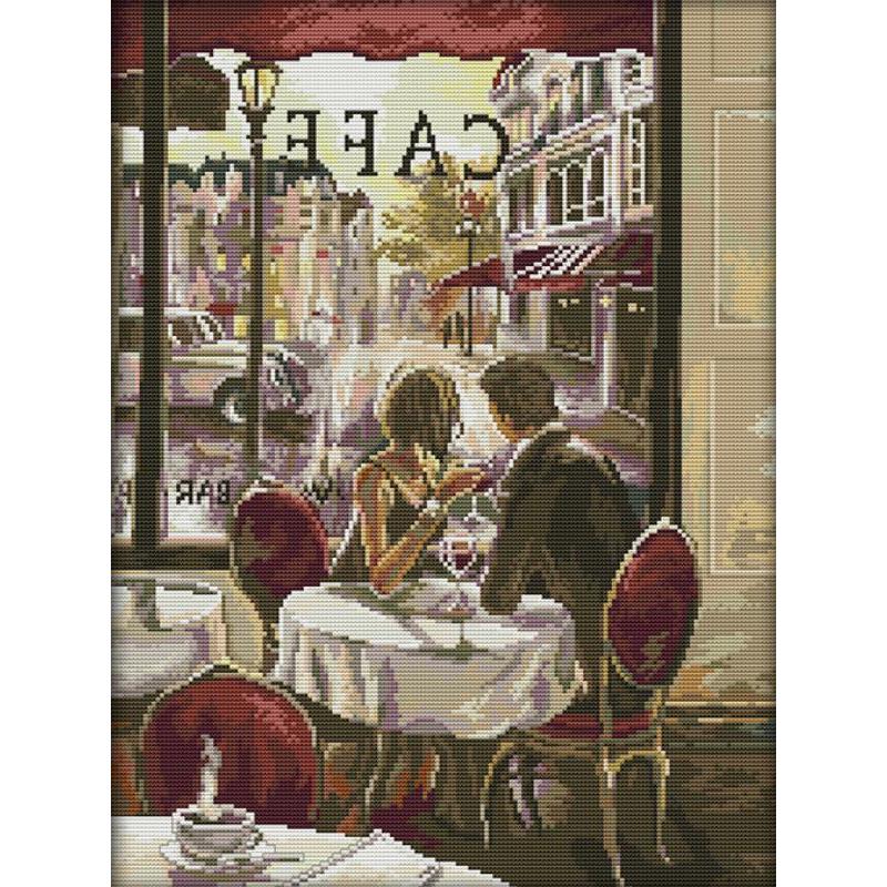 Cafe Couple Artistic Figures C - Embroidery Artist ulasan dan harga