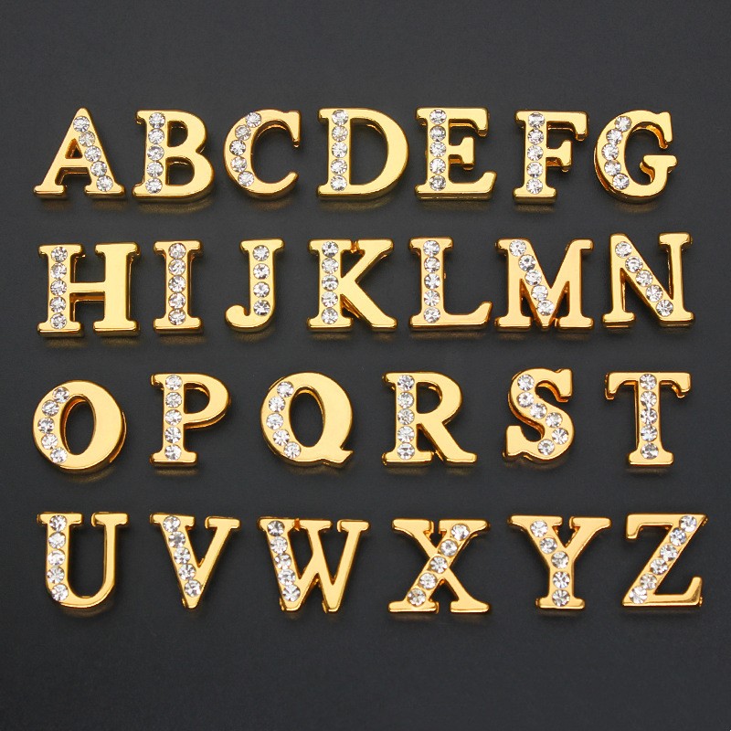 50PC/lot Hole 8MM Slide Letter - Embroidery Charm ulasan dan harga