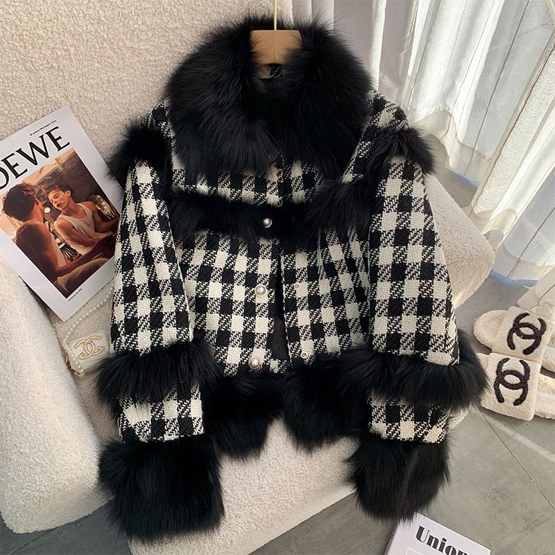 Chic Women Faux Fox Fur Splice - Embroidery Quilting ulasan dan harga