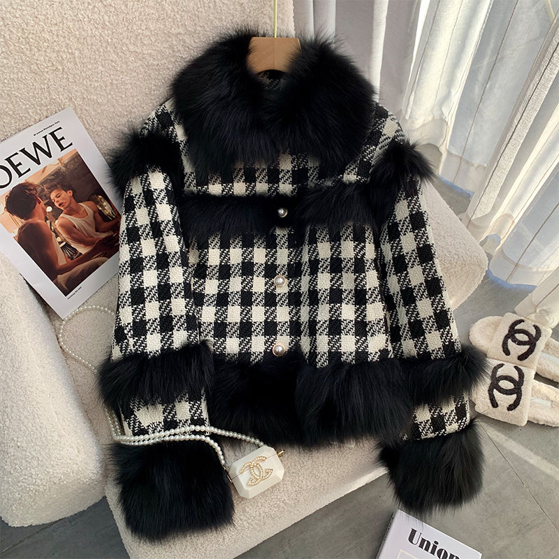 Chic Women Faux Fox Fur Splice - Embroidery Quilting ulasan dan harga