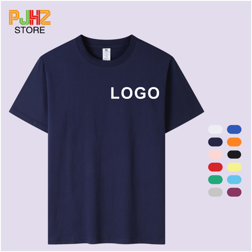 100% Cotton T-shirt Custom Log - Embroidery Design Logo ulasan dan harga