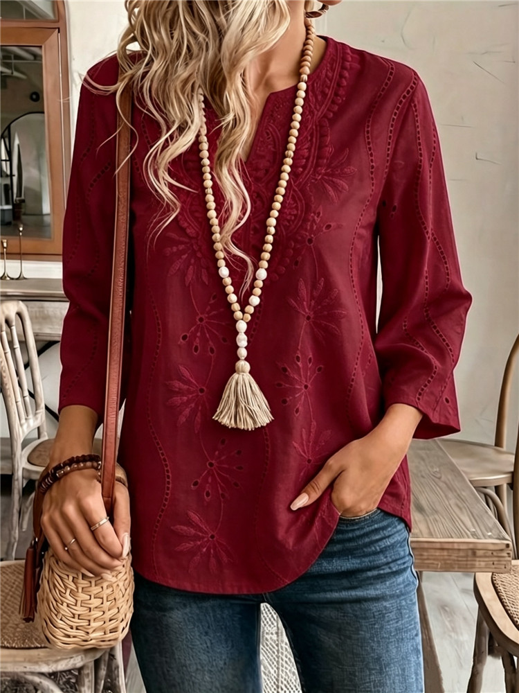 Women's White Shirt Summer Top - Embroidery Blouse ulasan dan harga