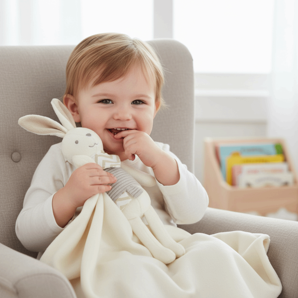 Square Shape Baby Rabbit Comfo - Embroidery Towel ulasan dan harga