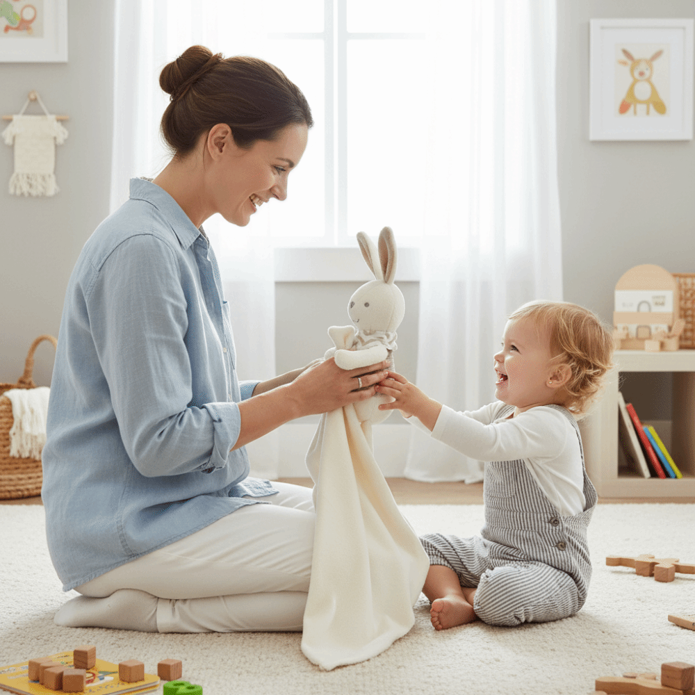 Square Shape Baby Rabbit Comfo - Embroidery Towel ulasan dan harga