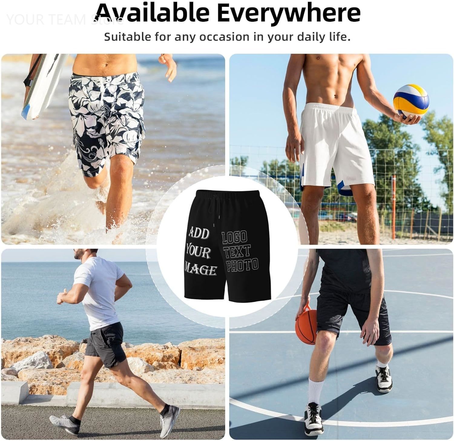 Custom Shorts for Men Design Y - Embroidery Design Logo ulasan dan harga