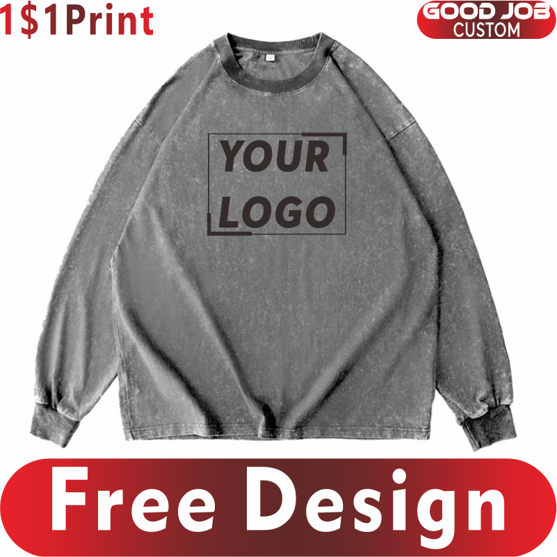 Custom T-shirts Vintage Long S - Embroidery Design Logo ulasan dan harga